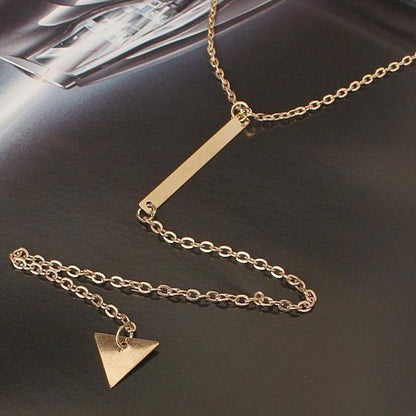 metal bar geometric triangle tassel pendant necklace