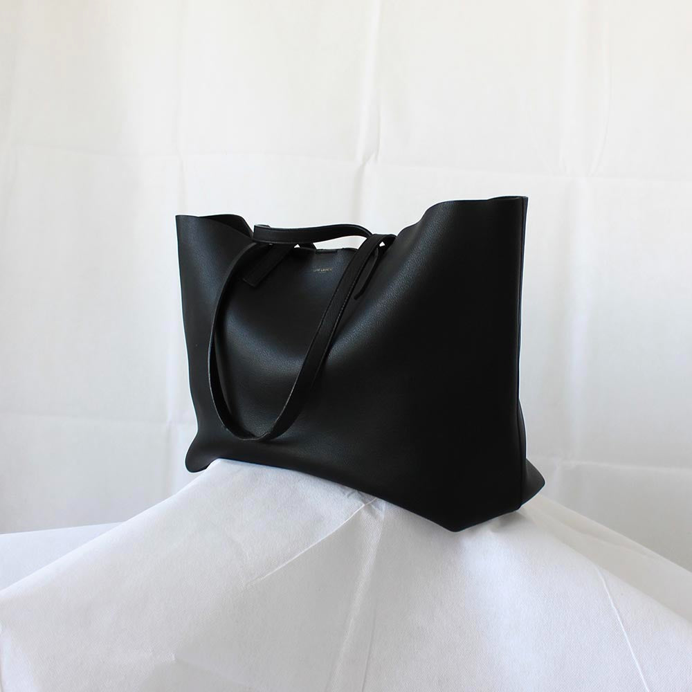 Saint Laurent Black Leather Shopper Tote