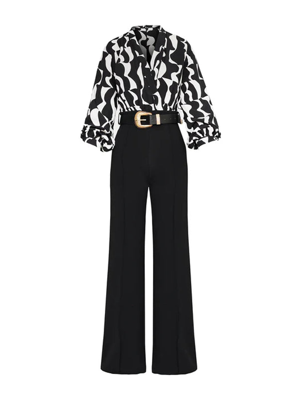 Temperament Waist Printed Women's Jumpsuit