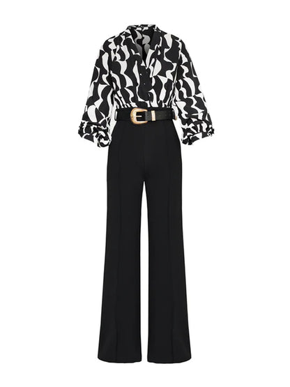 Temperament Waist Printed Women's Jumpsuit