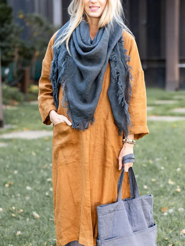 Large Pocket Cotton and Linen Women's Shirt Jacket