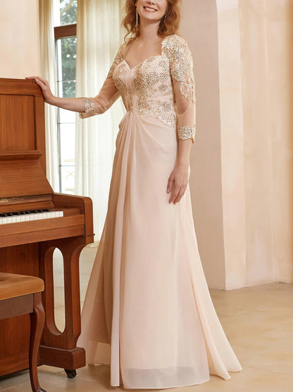 V-neck Lace Solid Color Maxi Dress