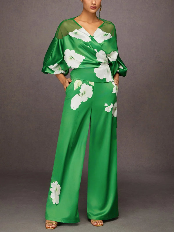 Mesh Splicing Printing Women's Suit