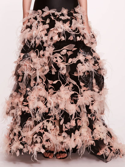 Multi-layer Feather Embroidery Temperament Women's Gown