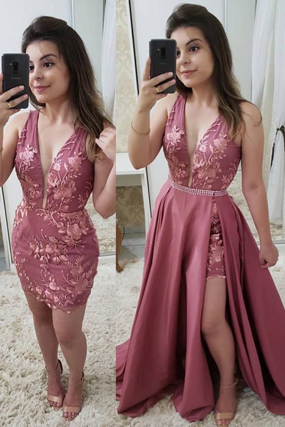 Pink Prom Dress,A-Line Prom Gown,Satin Prom Dress,Appliques Prom Gown   cg10100