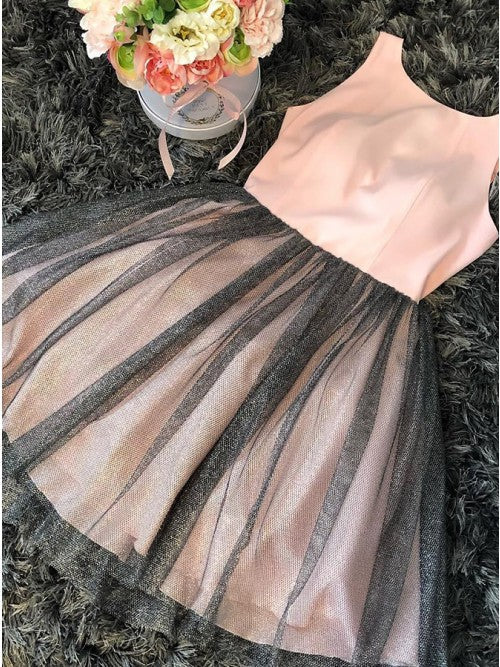 A-Line Round Neck Pink Tulle Homecoming Dress   cg10255