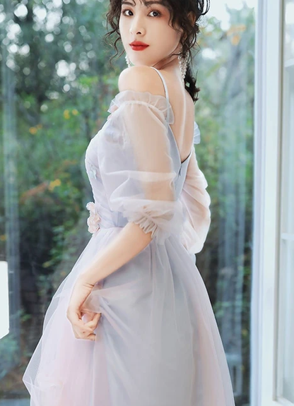 2020 ELEGANT PINK BLUE TULLE LONG PROM DRESS PINK BLUE FORMAL DRESS   cg10285