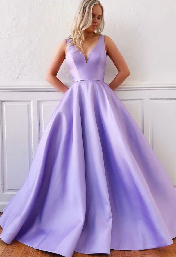 SIMPLE PURPLE SATIN LONG PROM DRESS PURPLE FORMAL DRESS   cg10397