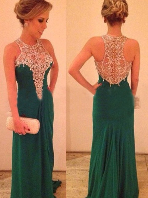 Sheath/Column Scoop Long Chiffon prom Dress   cg10482