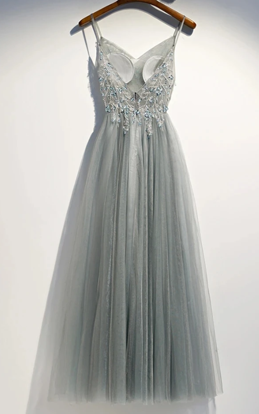 Gorgeous Straps V-Neckline Long Party Dress, A-Line Prom Dress Evening Dress   cg10647