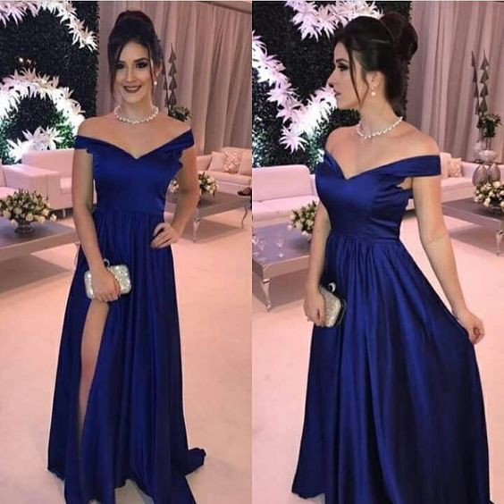 Navy Blue Long Prom Dress    cg10677