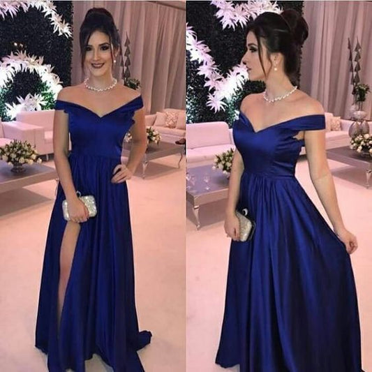 Navy Blue Long Prom Dress    cg10677