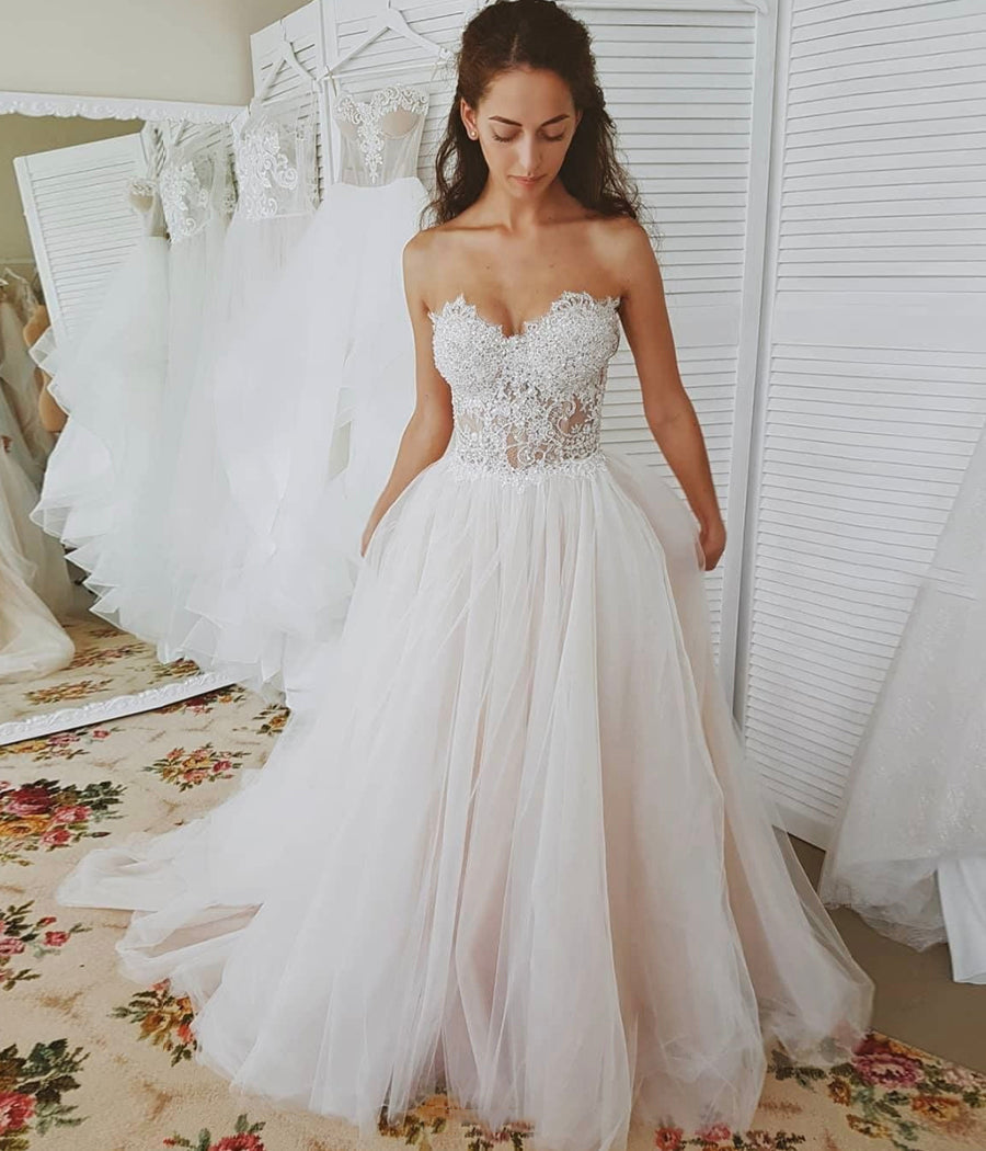 A LINE TULLE LACE LONG PROM DRESS FORMAL DRESS    cg10757