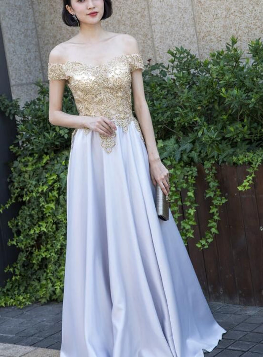 Beautiful Off Shoulder A-line Floor Length Prom Dress    cg10975