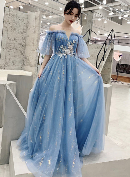BLUE TULLE BALL GOWN DRESS PROM EVENING DRES   cg11208