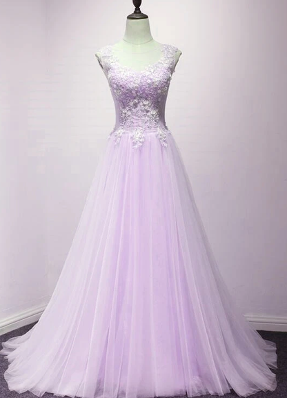 Lovely Tulle Round Neckline With Flowers, Long Wedding Party prom Dreses   cg11728