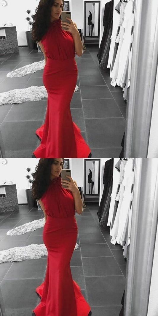 Mermaid Red Evening Dress, Long Prom Dress, Women Dress   cg12439