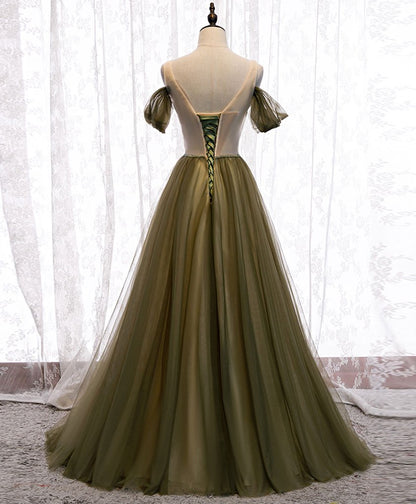 SIMPLE GREEN TULLE LONG PROM DRESS GREEN TULLE EVENING DRESS   cg12529