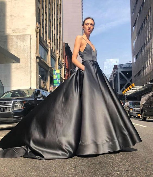 Simple Satin A-line Straps Prom Dress   cg13379