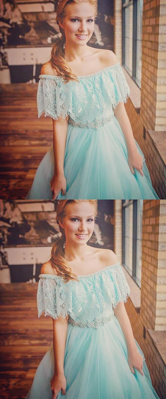 Princess Off the Shoulder Mint Green Ball Gown Sweet 16 Dress Prom Dresses   cg13893