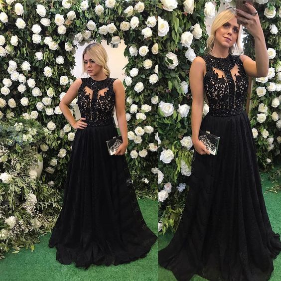 Black Tulle Prom Dress With Lace Top    cg14020