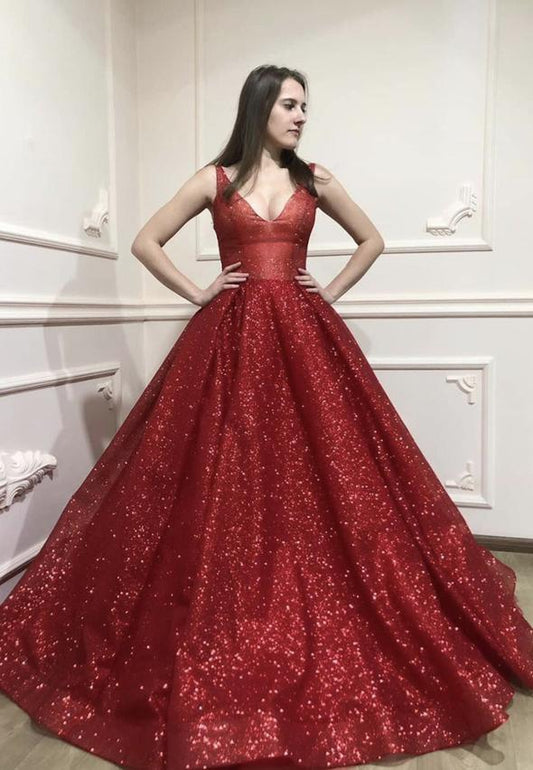 Burgundy sequins long prom gown evening dress   cg14072