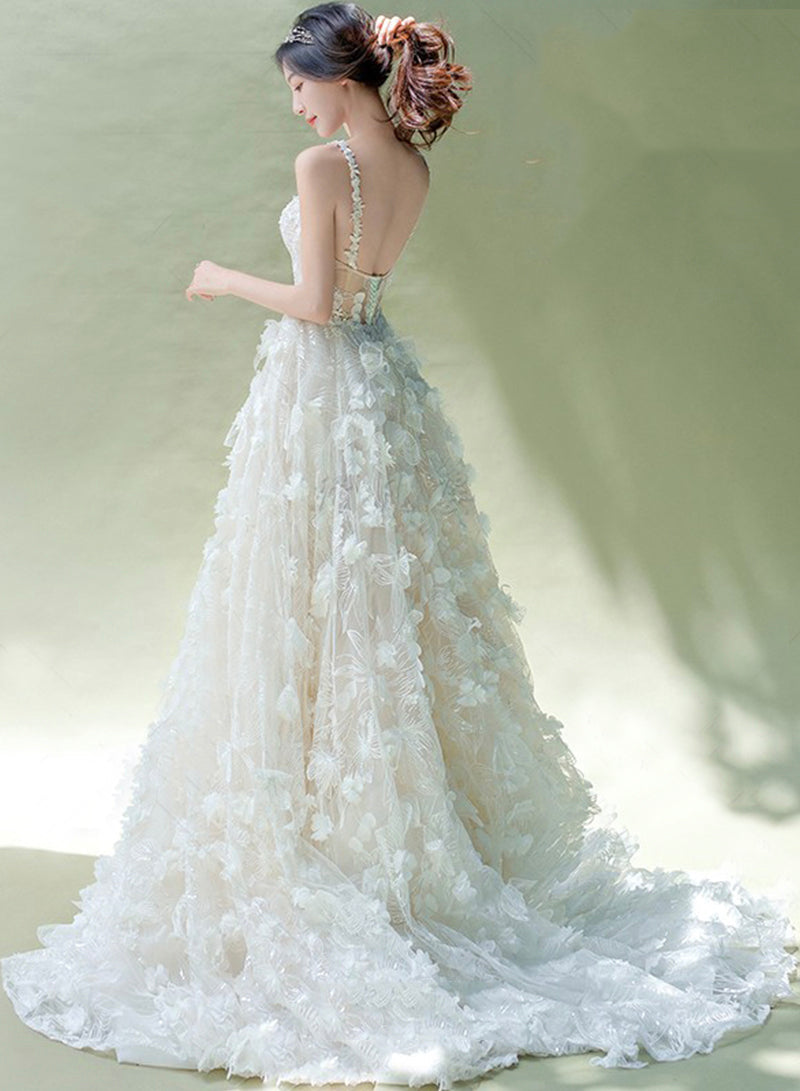 WHITE A LINE APPLIQUE LONG BALL GOWN PROM DRESS FORMAL DRESS    cg14871