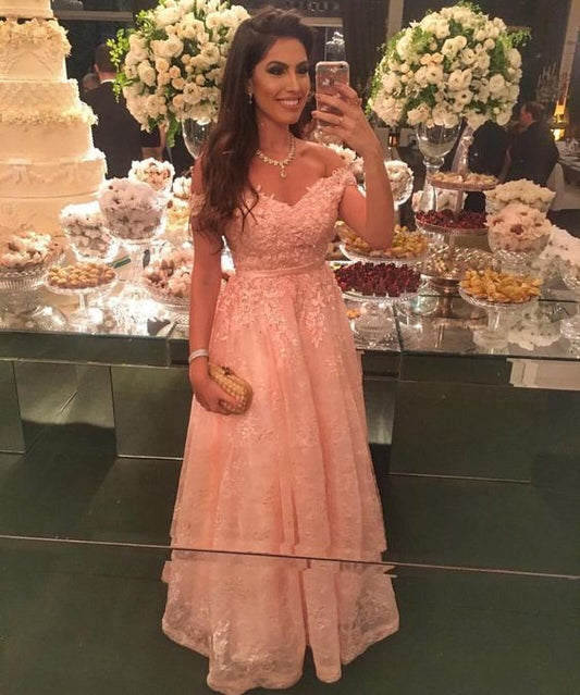 Off the shoulder long prom dress   cg14926