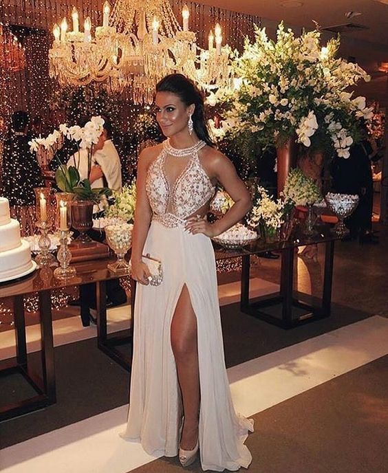 Chiffon Long Prom Dresses With Beading   cg15478