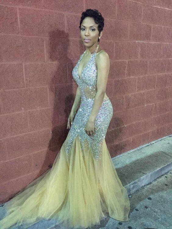 mermaid beaded long Prom Dress    cg15597