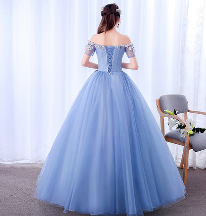 A LINE TULLE APPLIQUE LONG PROM DRESS EVENING DRESS   cg15727