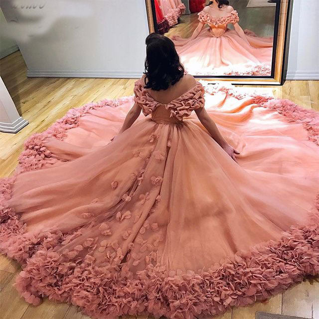Blush Pink Prom Dresses Birthday Gown with Appliques   cg15898