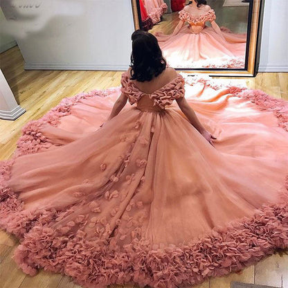 Blush Pink Prom Dresses Birthday Gown with Appliques   cg15898