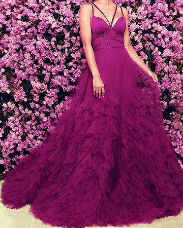 Criss Cross Neckline Prom Dresses Ruffles Ball Gown   cg16122