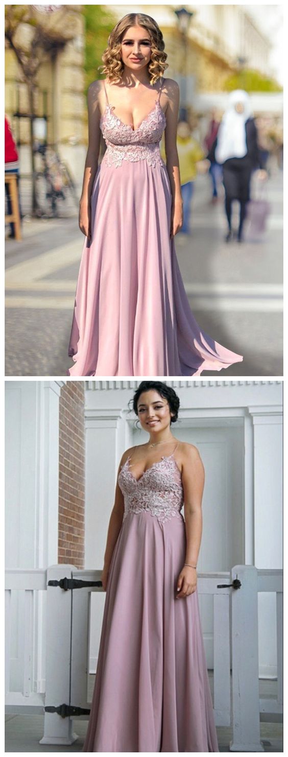 Empire Spaghetti Straps V-neck Lace Sweep/Brush Train Chiffon Dresses prom dress    cg16202