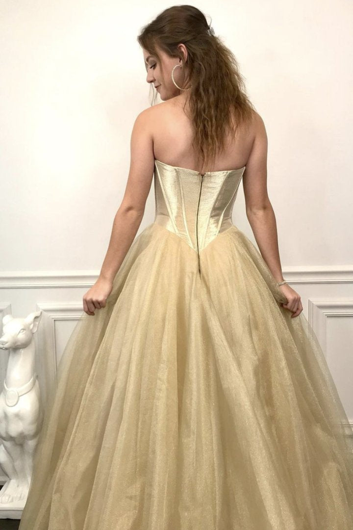 Gold A line long prom dress sweater evening dress   cg16279