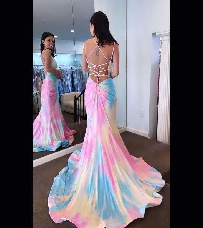 Mermaid Tie Dye Long Prom Dress    cg16324