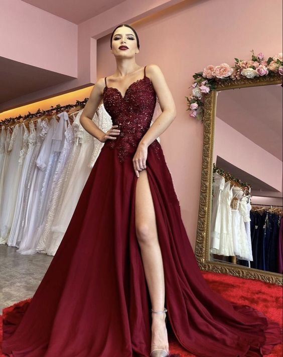 Burgundy Sweetheart Prom Dresses   cg16368