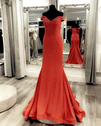 Sparkle Mermaid Off The Shoulder Prom Dresses   cg16477
