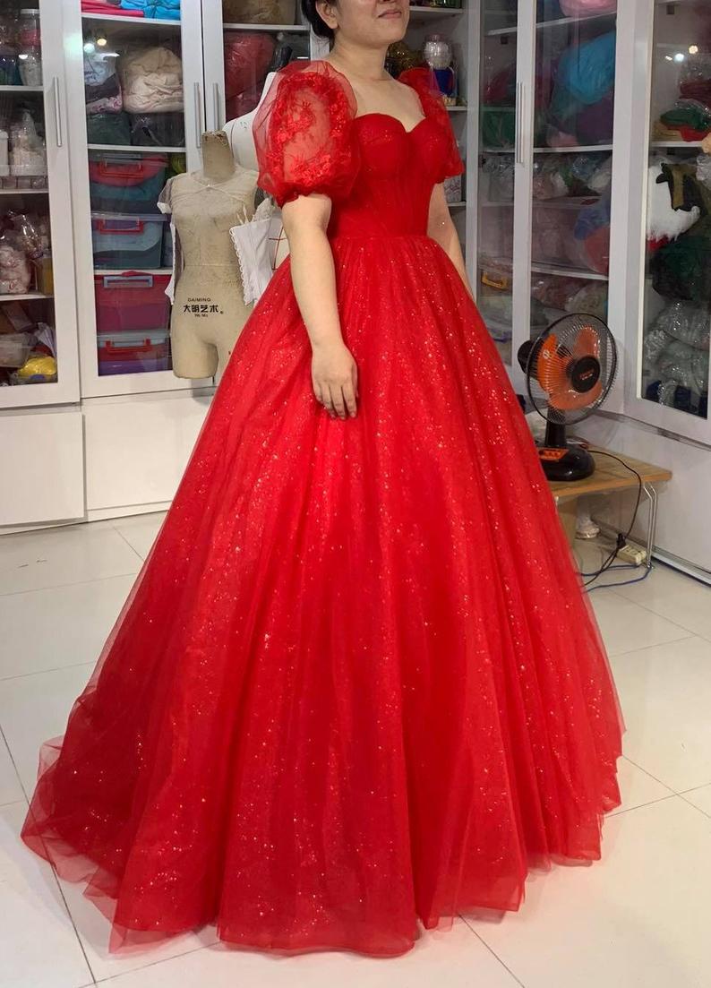 Glitter Red Dress Shiny Red Dress Red Dress Prom Dress    cg16524