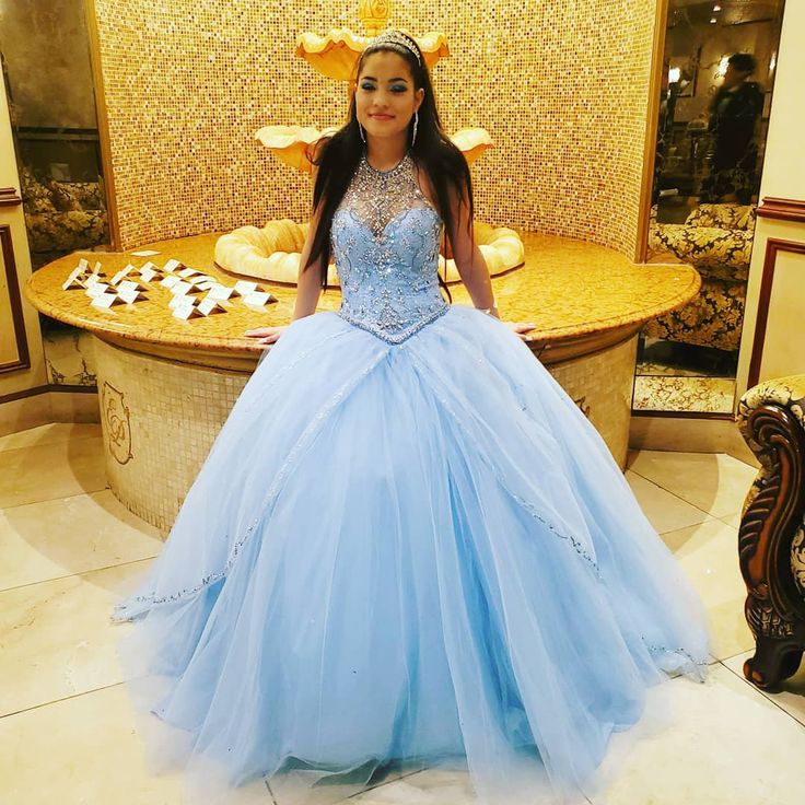 Blue Ball Gown Quinceanera Dresses Princess Sweet 16 Dress Prom dresses cheap   cg16545