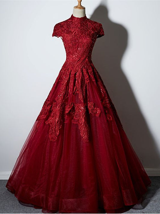 High Neck Open Back Sequins Lace Evening prom Dress   cg16549