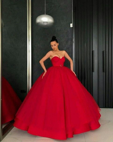 red Prom Dress,Ball Gown Red Prom Dress,Tulle Pageant Dress   cg16596