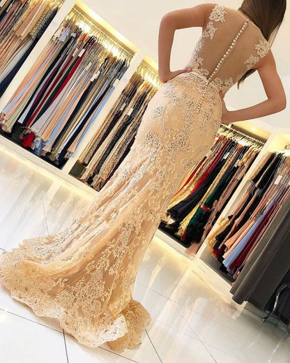 Elegant evening dresses with lace | Prom dresses long cheap   cg16873