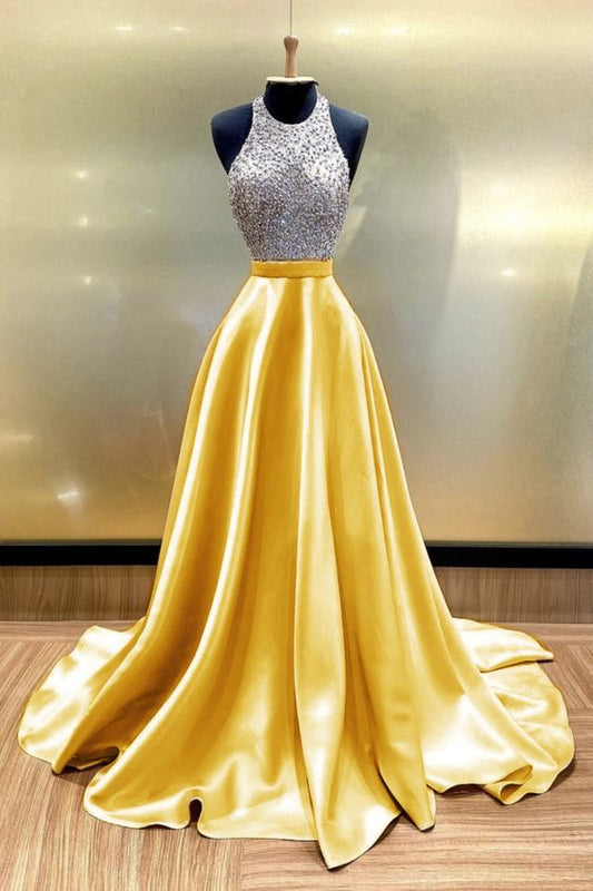 Long Gold Prom Dresses    cg17035