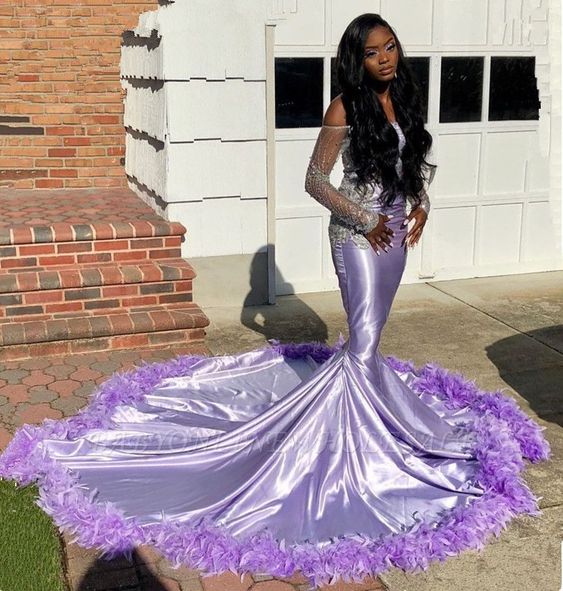 Mermaid Off-the-shoulder Long Sleeves Beading Appliques Court Train Prom Dresses    cg17090