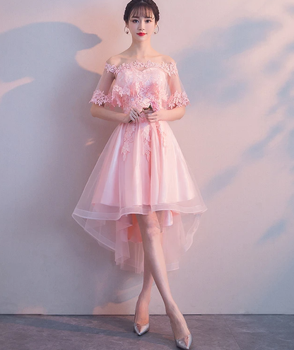 Wine Red Lace Tulle High Low Lace Formal Homecoming Dresses   cg17414