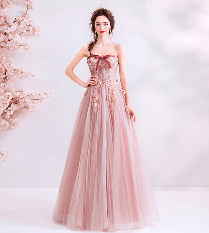 CUTE TULLE LACE LONG A LINE PROM DRESS EVENING DRESS    cg17507