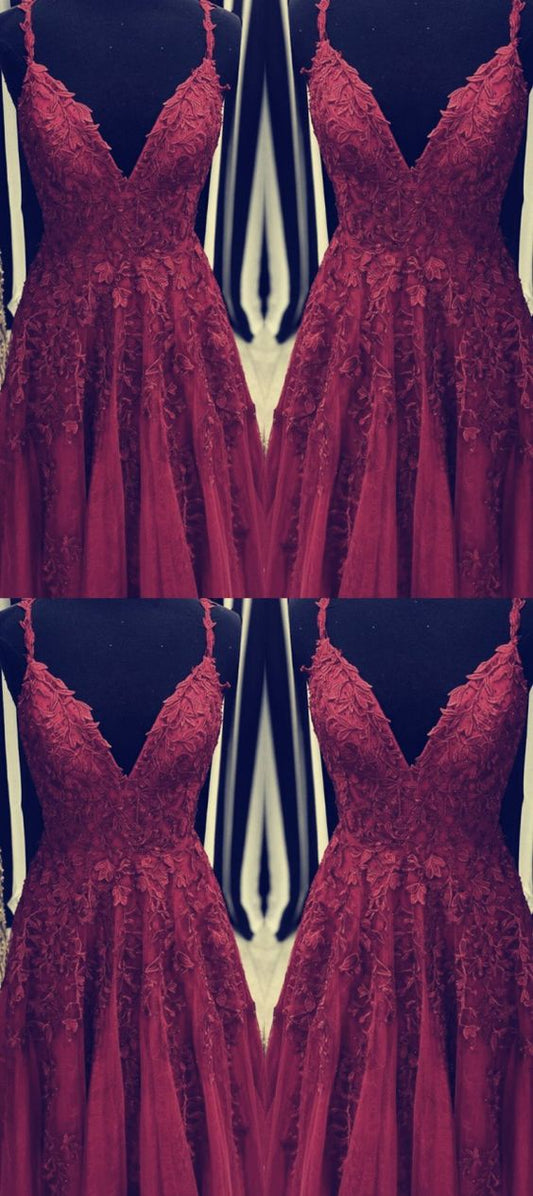 A line burgundy Prom Dress Evening Gowns   cg17650