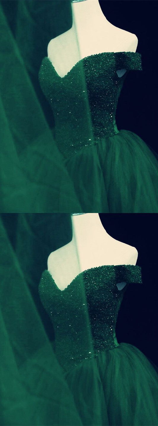 Green Prom Ball Gown Dresses Beaded Corset Off The Shoulder For Sweet 16   cg17703